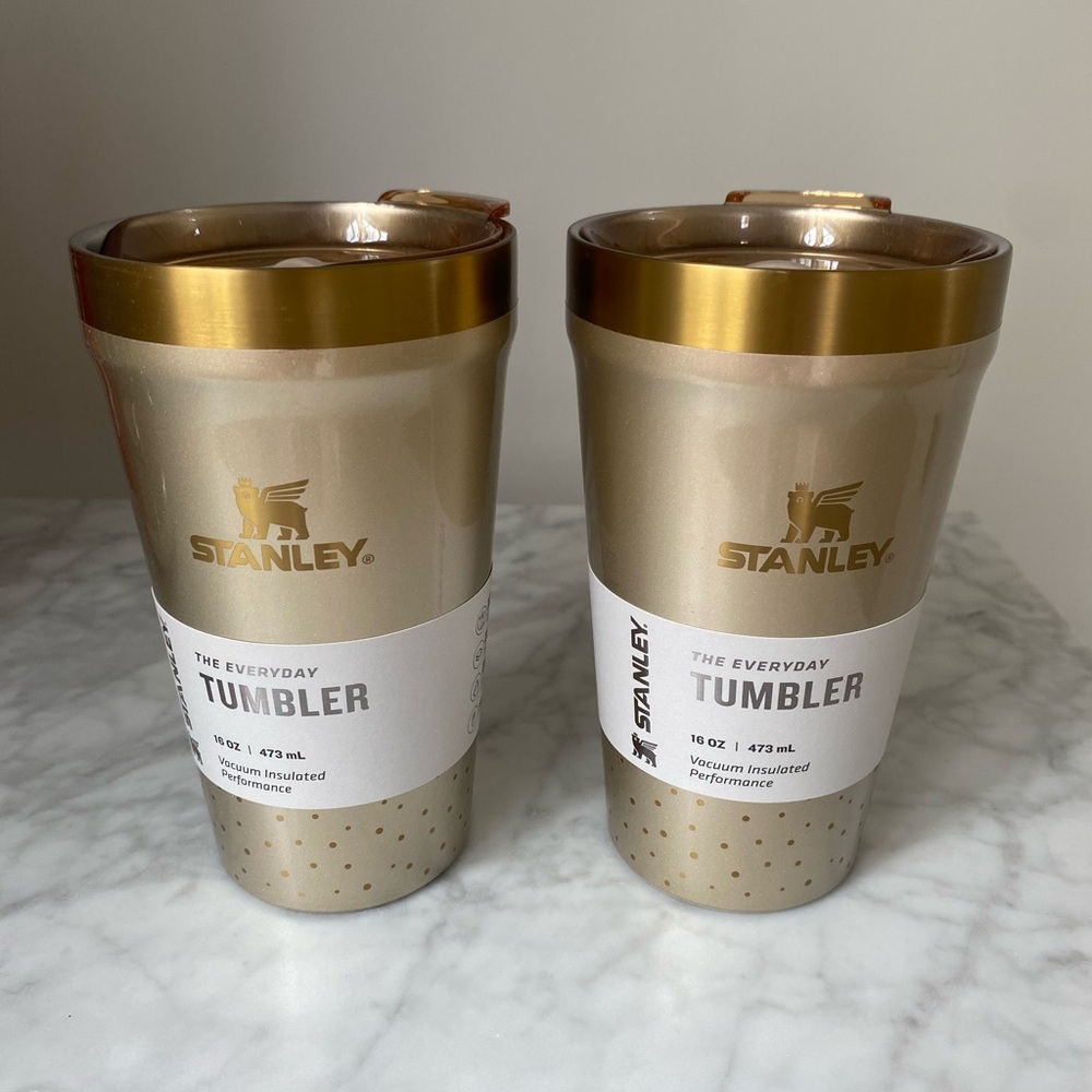 Stanley Cheers and Cheer Metallic Gold Tumblers TWO, NEW